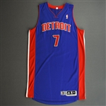 Gordon, Ben<br>Blue Regular Season - Worn 1 Game (1/14/11)<br>Detroit Pistons 2010-11<br>#7 Size: 2XL+4