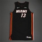 Adebayo, Bam<br>Black Icon Edition - Worn 1/18/21 - 1 of 2 (Recorded a Double-Double)<br>Miami Heat 2020-21<br>#13 Size: 52+6