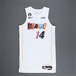 Herro, Tyler<br>White City Edition - Worn 11/25/2022 (Recorded a Double-Double)<br>Miami Heat 2022-23<br>#14 Size: 46+6
